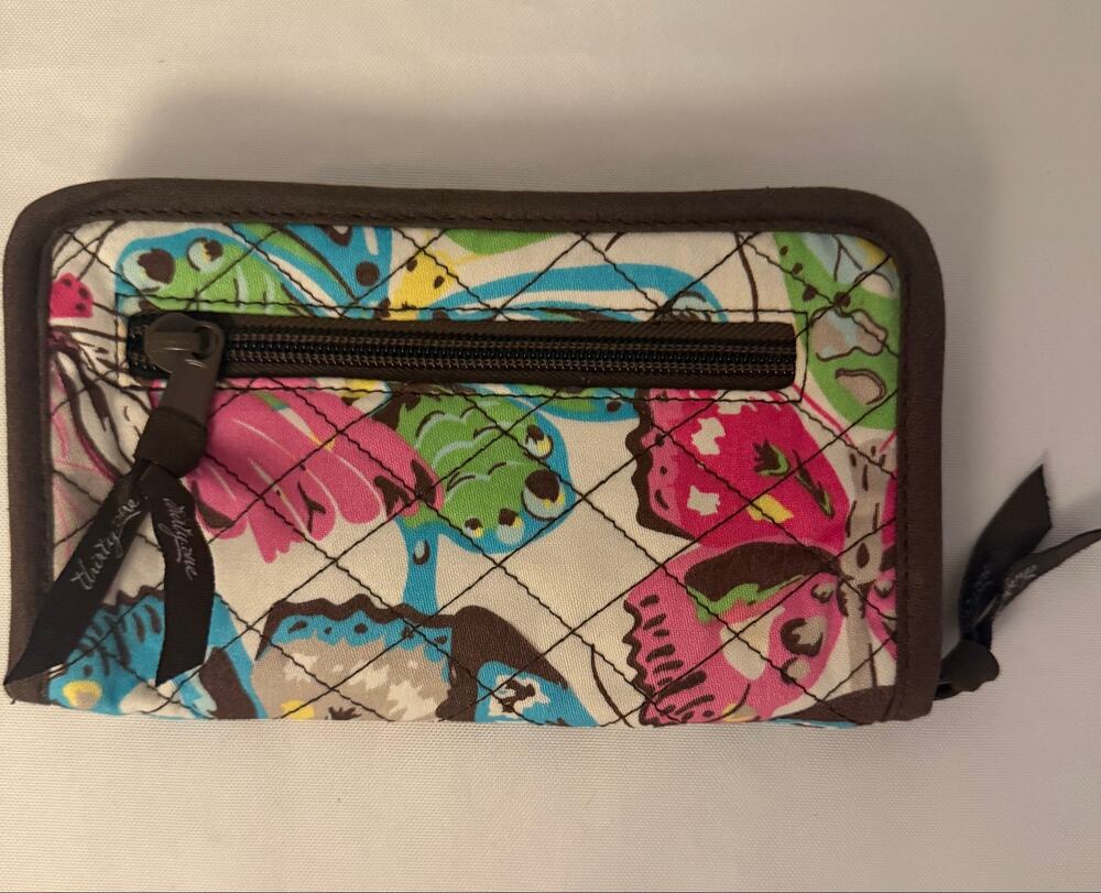 Thirty-One Quilted Butterfly Floral Zip Around Organizer Wallet NWOT